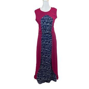 Athena Brand Magenta and Navy Blue Sheath Maxi Dress Size Small